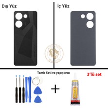 Arsking Tecno Vida Seti + Yapıştırıcı Camon 20 Pro Siyah Yapıştırıcı B-7000 Yapıştırıcı Vida Seti Arka Kapak Arka Cam Batarya Kapağı Lazer Kesim Kapak Pil Kapağı Back Cover