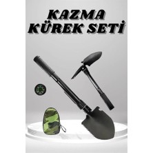 Bezos Kazma Kürek Seti Pusulalı Katlanır Portatif Kazma Kürek Seti Çok Fonksiyonlu Katlanabilir