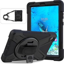 Mey İthalat Lenovo Tab M10 3. Nesil TB-328FU T610 ile Uyumlu Kılıf Defender Askılı Zırhlı Tank Case Siyah