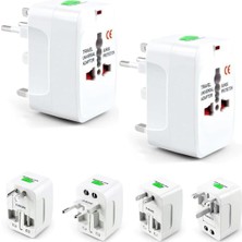 Mey İthalat 2 Adet 150 Ülke Universal Seyahat Adaptörü Çok Amaçlı Priz Dönüştürücü USB Girişli Uk Eu Us Au Fiş Çevirici Akım Korumalı Taşınabilir Dünya Tipi Travel Adaptör