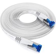 Mey İthalat Kabeldirekt – Lan Kablosu Düz, Kırılmaz Yapı – 10M (Cat7 Kablo, 10 Gbit/s, Özellikle Esnek ve Kurulum Kablosu Olarak Uygun, Maksimum Fiber Optik Hız, RJ45, Beyaz)