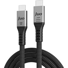 Mey İthalat Juo USB 4.0 240W 40GBPS Thunderbolt 4 8k 60Hz Usb-C Görüntü Aktarım ve Type-C Hızlı Şarj ve Data Kablosu 2 Metre