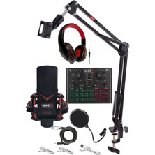 Mey İthalat Midex Gmx-1 Record Head Set Condenser Mikrofon Kulaklık Ses Kartı Canlı Yayın Paketi (Telefon ve Pc)
