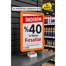 Raf Sanatı 10 Adet - A5 Mıknatıs Tutuculu Fiyatlık Etiketlik – Dikey Yatay ve Bilgilendirme Çerçevesi Turuncu