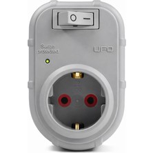 Mey İthalat Ufo Yeni Tekli Akım Korumalı Anahtarlı Topraklı Priz, Sürekli Koruma, 16A 250V, Max 3500W Aşırı Yük Koruması (Gri)