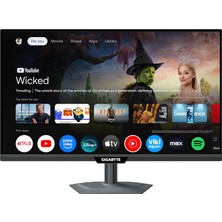 Mey İthalat Gıgabyte M27QS 27" Ss IPS Smart Gaming Monitor, Qhd (2560X1440), 180Hz, 1ms, Mat Ekran, HDMI & Displayport & Usb-C, Hdr 400, Google Tv, Uzaktan Kumanda, Rj-45 Lan, Dahili Hoparlör