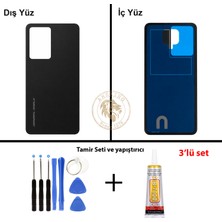 Arsking General Mobile Vida Seti + Yapıştırıcı 24 Pro Siyah Yapıştırıcı B-7000 Yapıştırıcı Vida Seti Arka Kapak Arka Cam Batarya Kapağı Lazer Kesim Kapak Pil Kapağı Back Cover