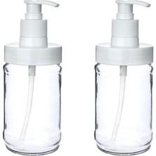 Mey İthalat Cam Sıvı Sabunluk & Deterjanlık Kilitli Pompalı Sıvı Sabun Haznesi Banyo Sabunluğu Mutfak Deterjanlığı Deterjan Kutusu 320 ml (2)