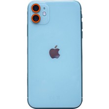 Bezos iPhone 11 Neon Fosforlu Kamera Lens - Turuncu