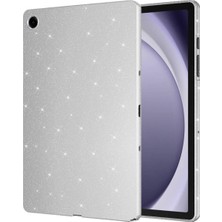 Mey İthalat Constraın - Galaxy Tab S8 Simli Parlak Görünümlü ile Uyumlu Tablet Koton Kılıf-Gümüş 3
