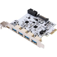 Mey İthalat Tkz Lunatic 8550 Pci-E Express To USB 3.0 Type C Hub Ters Çevrilebilir Usb-C/type-C Konektör Tasarımı 5 Port 7 Adede Kadar USB 3.0 Cihazını Destekler 4xusb 3.0 1xtype-C Dişi Konnektör. Çoklayıcı Kart