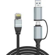 Mey İthalat Dacrown USB C - Ethernet Kablosu 10 Ft, Tip C - RJ45 Lan Kablosu, Gigabit Ağ Internet Adaptörü, Doğrudan Bağlı, Thunderbolt 4/3 MacBook Air/pro, Xps, iPhone 15 Serisi, Galaxy S24 ile Uyumlu
