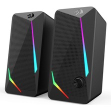 Mey İthalat Redragon GS510 Waltz Rgb Masaüstü Hoparlörler, LED Arka Aydınlatmalı 2.0 Kanallı Pc Stereo Hoparlörler, Gelişmiş Bas ve Kolayca Erişilebilen Ses Kontrolü, USB ve 3,5 mm Kablo ile