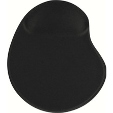 Mey İthalat Oval Baskılı Bilek Destekli Tip Kaymaz Taban Optik Bilgisayar Notebook Mouse Pad Maus Pad (Siyah Düz)