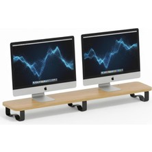 Mey İthalat Prexua Upster Ahşap Monitör Standı - Ergonomik Monitör Yükseltici (Safir Meşe - Siyah Ayak, Xlarge)