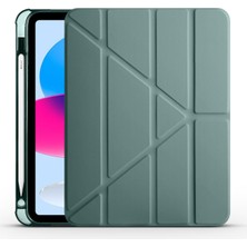 Mey İthalat Zore Apple ile Uyumlu iPad 11.nesil 2025 Kılıf Zore Tri Folding Kalem Bölmeli Standlı Kılıf Koyu Yeşil