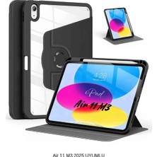 Mey İthalat iPad Air 11 2025 M3 Çip Uyumlu 360° Dönebilen Yatay Dikey Standlı Fuchsia Pino Tablet Kılıfı Siyah