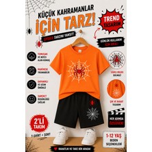 Overmax Örümcek Ağ Baskılı Çocuk Takım – Tişört & Şort 2’li Kombin | 1-12 Yaş Trend Yazlık Takım