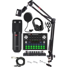 Mey İthalat Lastvoice BM800 Live Plus Head Set Efektli Ses Kartı Mikrofon Kulaklık Stand Kayıt Canlı Yayın (Pc ve Telefon)