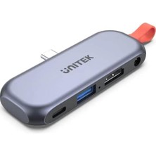 Mey İthalat Unitek D1070A Uhub Q4 Lite 4'ü 1 Arada Usb-C Hub iPad Pro ve Air Için HDMI ve 100 W Power Delivery/alüminyum Alaşım ve Abs Çevre Dostu Plastik
