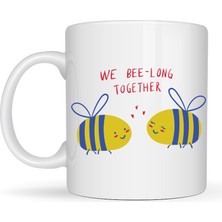 Bezos Model 24 We Bee-Long Together Yazılı Sevimli Arı Tasarımlı Porselen Kupa - Sevgiliye Arkadaşa Özel Hediye
