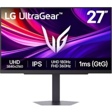 Mey İthalat Lg Ultragear 27G810A-B 27 Inc 4K 180Hz Fhd 360Hz 1ms HDMI Dp USB Adaptive Sync HDR400 Pivot Dual Mo