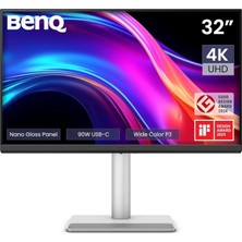 Mey İthalat Benq MA320UP 32” 4K 3840X2160 Parlak Monitör,çift Usb-C, 90W Güç Dağıtımı,mac Renk Eşleştirme, USB Hub, Mac Üzerinden Parlaklık ve Ses Kontrolü,yükseklik ve Eğim Ayarlanabilir Stand,p3 Renk Gamı