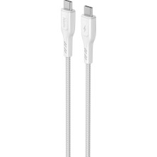 Mey İthalat Knıt 60W Hızlı Şarj Destekli, Type-C To Type-C Şarj ve Data Aktarım Kablosu, 1 Metre, Beyaz