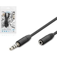 Mey İthalat Hadron HDX1012 3.5mm Trrs 4 Kutuplu Aux Uzatma Kablosu 1.2 Metre, Mikrofon ve Ses Destekli Kulaklık Uzatıcı - Oyun Konsolu, Laptop ve Telefon Uyumlu (Siyah)