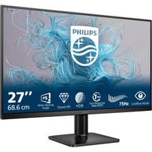 Mey İthalat Philips 27E2N1500L 27" 75Hz 4ms Hdmı+Dp Hdr Wqhd Adaptive-Sync IPS Vesa Monitör