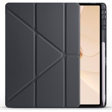 Mey İthalat Zore Huawei ile Uyumlu Matepad 12X Kılıf Zore Tri Folding Kalem Bölmeli Standlı Kılıf Siyah