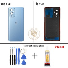 Arsking One Plus Vida Seti + Yapıştırıcı One Plus 9 Mavi Yapıştırıcı B-7000 Yapıştırıcı Vida Seti Arka Kapak Arka Cam Batarya Kapağı Lazer Kesim Kapak Pil Kapağı Back Cover