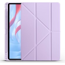 Mey İthalat Constraın - Huawei ile Uyumlu Honor Pad X9 11.5' Kılıf Tri Folding Kalem Bölmeli Standlı Kılıf - Lila