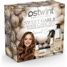 Ostwint Professional Ancient Care Sweet Garlic Hair Care Set – Sarımsak Özlü Intense Repair Şampuan, Saç Maskesi, Çift Fazlı Saç Kremi ve Bakım Serumu 4'lü Yoğun Saç Bakım Seti