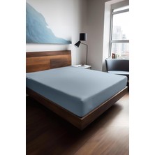 Mey İthalat Soley Plane 200X200 Ranforce Fited Çarşaf, Mavi