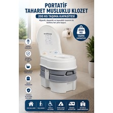 KULVARAVM Portatif ( Seyyar ) Taharet Musluklu Klozet 200 kg Taşıma Kapasitesine Sahiptir.