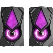 Mey İthalat Rampage RMS-G19 2.0 5 Watt LED Işıklı Siyah Multimedia Speaker