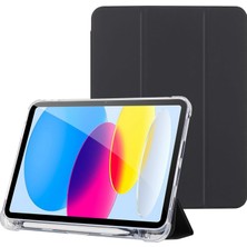 Mey İthalat Klasse Apple iPad Air 5 / Air 4 10.9 Inç Uyumlu Smart Kılıf, Apple Pencil Kalemlikli, Trifold, Esnek, Mat, Darbeye Tam Dayanıklı Tablet Kılıfı (Siyah)