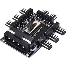 Mey İthalat 8 Port Fan Çoklayıcı Hub Y Pwm Splitter Ide Molex Soğutma 3 Pin 4 Switch Anahtarlı 4336