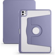 Mey İthalat Zore Apple ile Uyumlu iPad Pro 11 2024 Kılıf Zore Termik Kalem Bölmeli Dönebilen Standlı Kılıf Lavendery Gray