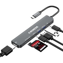 Mey İthalat Minesk Macbook ile Uyumlu Usb-C Hub Çoklayıcı Hdmı/sd Card/micro Sd/usb 2.0/usb 3.0/usb-C/pd 100WATT / Bağlantı Port USB Çoklayıcı Adaptör (7-In -1 Multi Hub Hdmı)