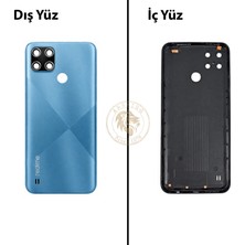 Arsking Oppo Kapak Realme C21Y Mavi Arka Kapak Arka Cam Batarya Kapağı Lazer Kesim Kapak Pil Kapağı Back Cover