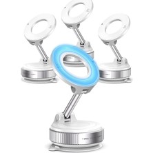 Mey İthalat 4lü Magnetpro 360° Ayarlanabilir Araç Içi Masa Üstü Vakumlu Mıknatıslı Magsafe Telefon Tutucu Beyaz