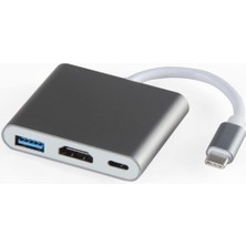 Mey İthalat Coverzone Type-C 3in1 HDMI 4K USB 3.0 Görüntü Veri Aktarımı Sağlar USB Adaptör Notebook ve Macbook ile Uyumlu Tc-23