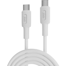 Mey İthalat Juo 60W USB Type-C To Type-C Silikon Hızlı Şarj ve Data Kablosu Beyaz 1 Metre