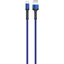 Mey İthalat Hasır Kırılmaya Dayanıklı 3m LS65 Type-C USB Kablo Mavi