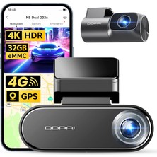Mey İthalat Ddpai N5 Dual 2. Nesil, 4k, Wi-Fi, Gps Araç Içi Kamera