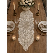 Lena Maison Luna Ekru Dantel Runner  /masa-Konsol Örtüsü 35X105 cm