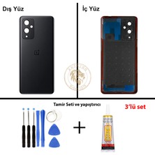 Arsking One Plus Vida Seti + Yapıştırıcı One Plus 9 Siyah Yapıştırıcı B-7000 Yapıştırıcı Vida Seti Arka Kapak Arka Cam Batarya Kapağı Lazer Kesim Kapak Pil Kapağı Back Cover