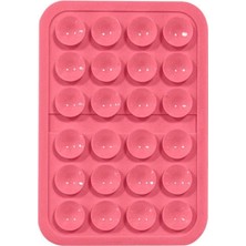 Mey İthalat Silikon Telefon Tutucu Ped, Renkli Kare Tasarım, Otomobil ile Uyumlu Telefon Sabitleyici, Ultra Güçlü Vantuzlu (Pembe)